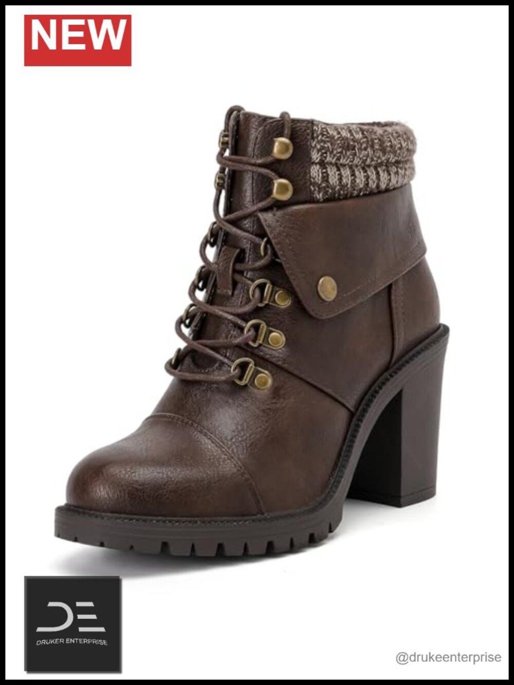 Women's Extra Wide Calf Ankle Boots Faux Leather Memory Foam Block Heel